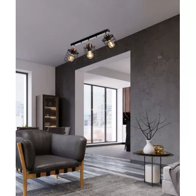 Industriální stropní bodové světlo GLOB - 3xE27, 40W, černé / zlaté