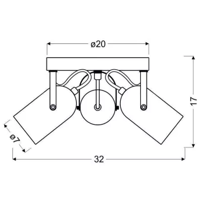 Kulaté stropní bodové loftové svítidlo GRAY - 3xE14, 40W, šedé