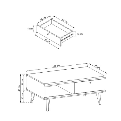 VÝPRODEJ - Konferenční stolek PAVLIS - dub riviera / bílý