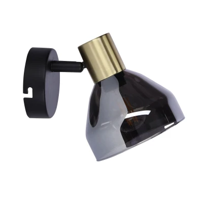 Moderní bodové nástěnné osvětlení GREGORY - 1xE14, 40W, černé / mosazné