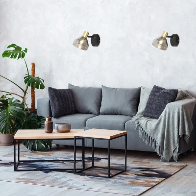 Moderní bodové nástěnné osvětlení GREGORY - 1xE14, 40W, černé / mosazné