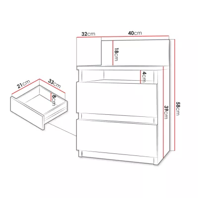 VÝPRODEJ - Noční stolek BERYL M1 - bílý