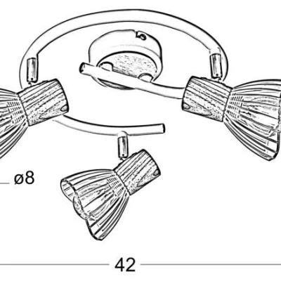 Stropní bodové osvětlení CHILE - 3xE14, 25W, kulaté, přírodní dřevo / bílé