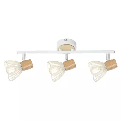 Stropní bodové osvětlení CHILE - 3xE14, 25W, přírodní dřevo / bílé