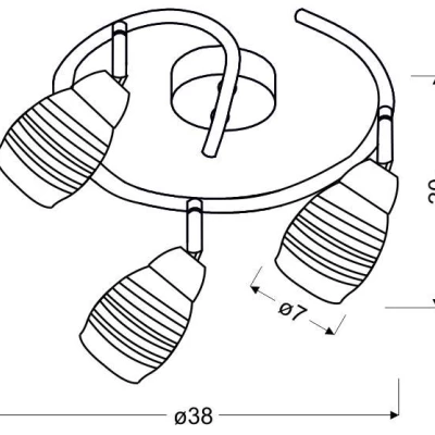 Bodové stropní LED osvětlení JUBILAT - 3xE14, 10W, chromované, kulaté