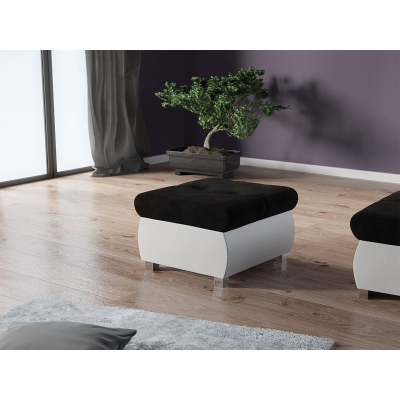 VÝPRODEJ - Taburet ABEL 1 - bílá ekokůže / černý