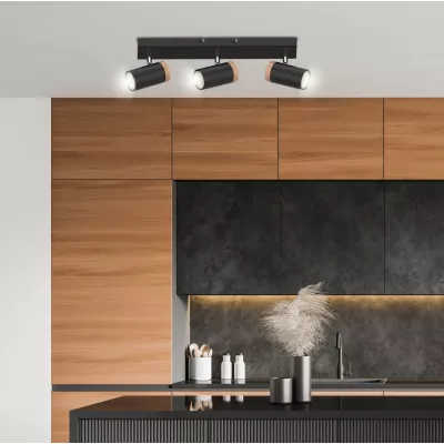 Stropní bodové světlo LAGOS - 3xGU10, 15W, černé / hnědé