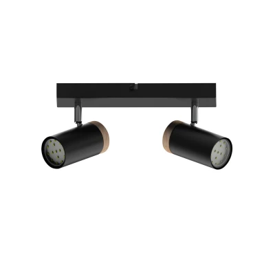Nástěnné / stropní bodové světlo LAGOS - 2xGU10, 15W, černé / hnědé
