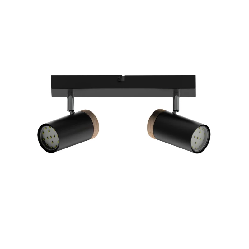 Nástěnné / stropní bodové světlo LAGOS - 2xGU10, 15W, černé / hnědé