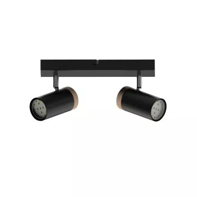 Nástěnné / stropní bodové světlo LAGOS - 2xGU10, 15W, černé / hnědé