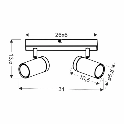 Nástěnné / stropní bodové světlo LAGOS - 2xGU10, 15W, černé / hnědé