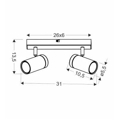Nástěnné / stropní bodové světlo LAGOS - 2xGU10, 15W, černé / hnědé