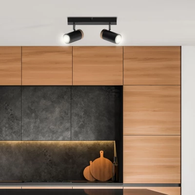 Nástěnné / stropní bodové světlo LAGOS - 2xGU10, 15W, černé / hnědé