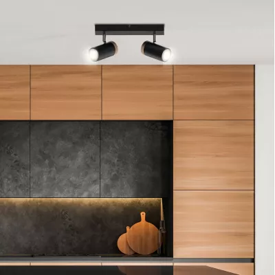 Nástěnné / stropní bodové světlo LAGOS - 2xGU10, 15W, černé / hnědé