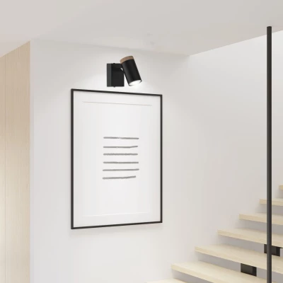 Nástěnné bodové světlo LAGOS - 1xGU10, 15W, černé / hnědé