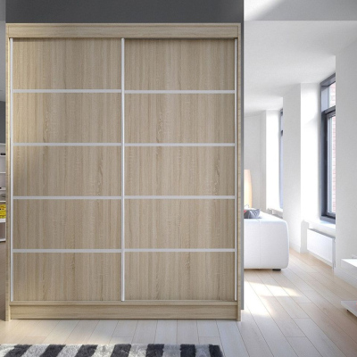 VÝPRODEJ - Šatní skříň CHANNA 4 - šířka 150 cm, sonoma