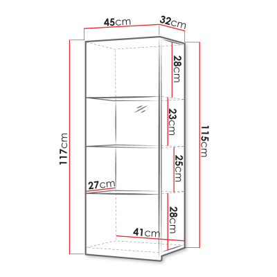 VÝPRODEJ - Prosklená závěsná vitrína CHEMUNG - černá / lesklá černá