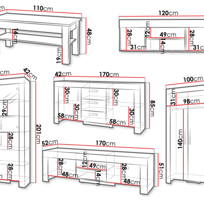 VÝPRODEJ - Sestava do obývacího pokoje PORTOGALLO 2 - dub sonoma
