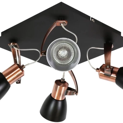 Stropní bodové svítidlo MARKUS - 4xGU10, 50W, černé / měděné