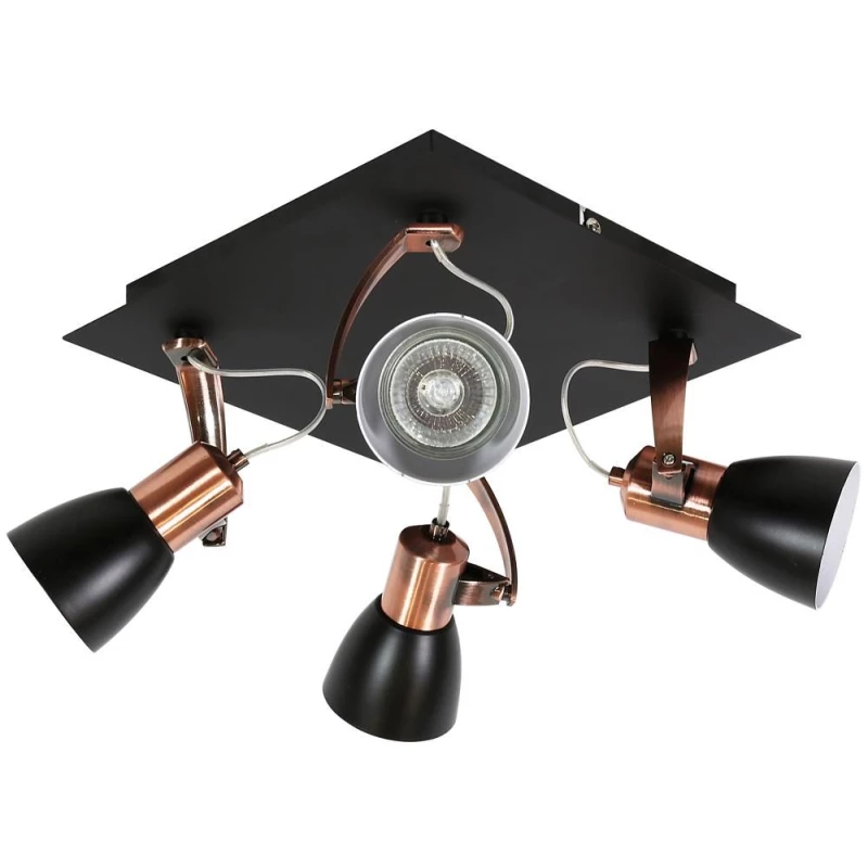Stropní bodové svítidlo MARKUS - 4xGU10, 50W, černé / měděné