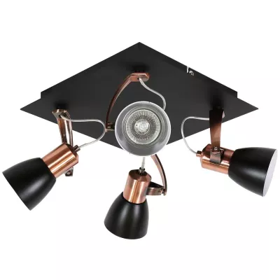 Stropní bodové svítidlo MARKUS - 4xGU10, 50W, černé / měděné