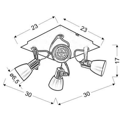 Stropní bodové svítidlo MARKUS - 4xGU10, 50W, černé / měděné