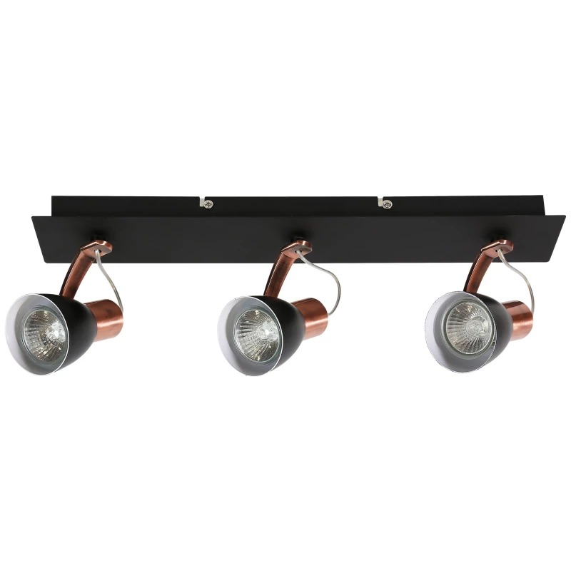 Stropní bodové světlo MARKUS - 3xGU10, 50W, černé / měděné