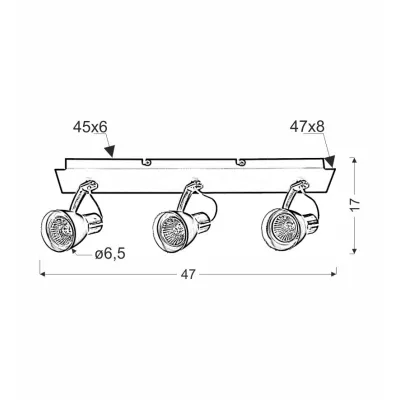 Stropní bodové světlo MARKUS - 3xGU10, 50W, černé / měděné