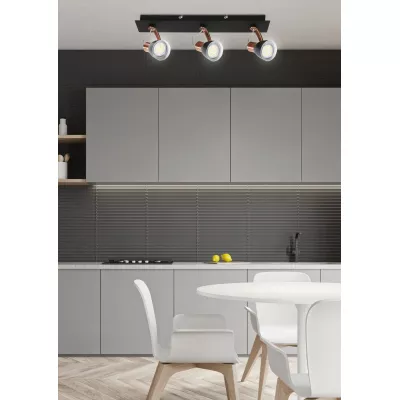 Stropní bodové světlo MARKUS - 3xGU10, 50W, černé / měděné