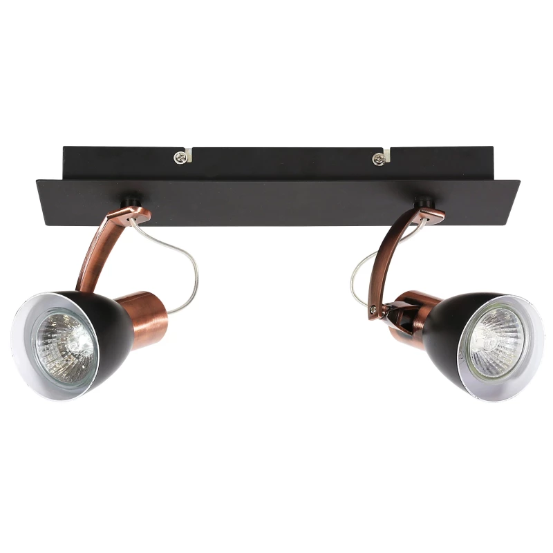 Nástěnné / stropní bodové světlo MARKUS - 2xGU10, 50W, černé / měděné