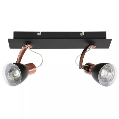 Nástěnné / stropní bodové světlo MARKUS - 2xGU10, 50W, černé / měděné