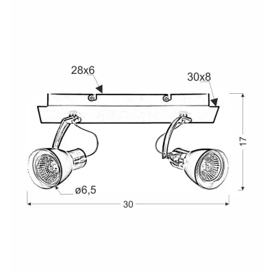 Nástěnné / stropní bodové světlo MARKUS - 2xGU10, 50W, černé / měděné