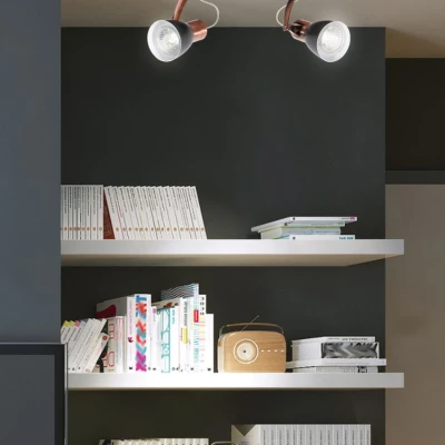 Nástěnné / stropní bodové světlo MARKUS - 2xGU10, 50W, černé / měděné