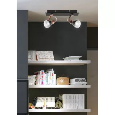 Nástěnné / stropní bodové světlo MARKUS - 2xGU10, 50W, černé / měděné