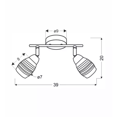 Stropní / nástěnné bodové LED světlo MILTON - 2xE14, 10W, chromované