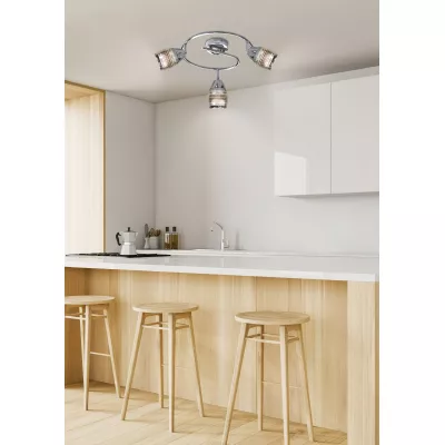 Stropní bodové kruhové LED světlo MILTON - 3xE14, 10W, chromované