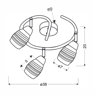 Stropní bodové kruhové LED světlo MILTON - 3xE14, 10W, chromované