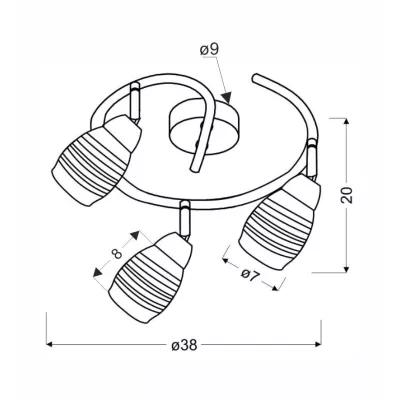 Stropní bodové kruhové LED světlo MILTON - 3xE14, 10W, chromované