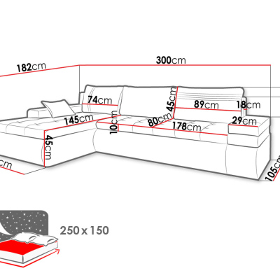 VÝPRODEJ - Rozkládací rohová sedací souprava EPLATO - bílá ekokůže / šedá 1, levý roh