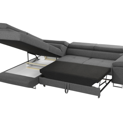 VÝPRODEJ - Rohová rozkládací sedačka LABUS - černá, levý roh