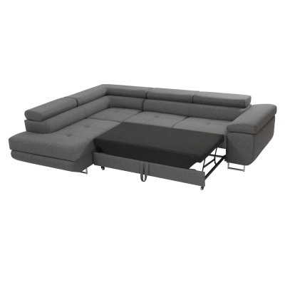 VÝPRODEJ - Rohová rozkládací sedačka LABUS - černá, levý roh