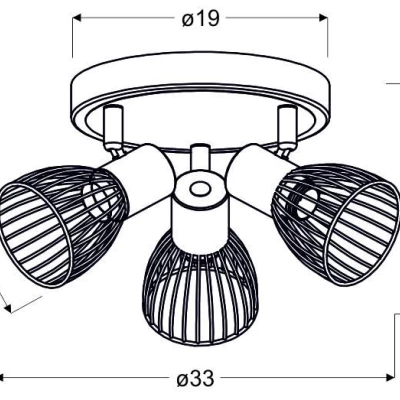 Stropní bodové moderní světlo MODO - 3xE14, 40W, kulaté, černé / chromované