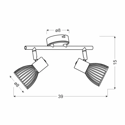 Stropní / nástěnné bodové svítidlo MODO - 2xE14, 40W, černé / chromované