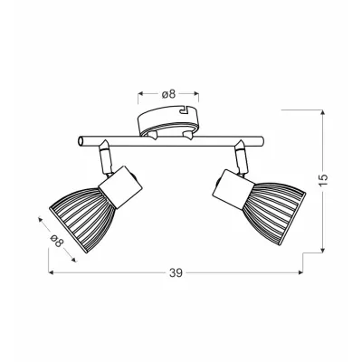Stropní / nástěnné bodové svítidlo MODO - 2xE14, 40W, černé / chromované