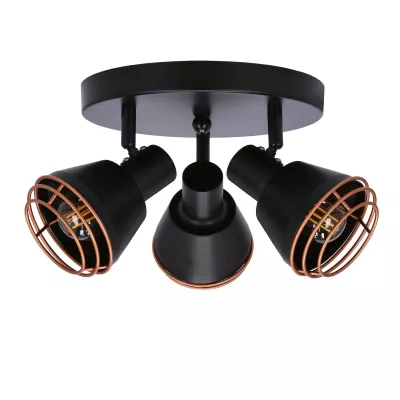 Stropní kulaté bodové svítidlo NERIA - 3xE14, 40W, černé / měděné