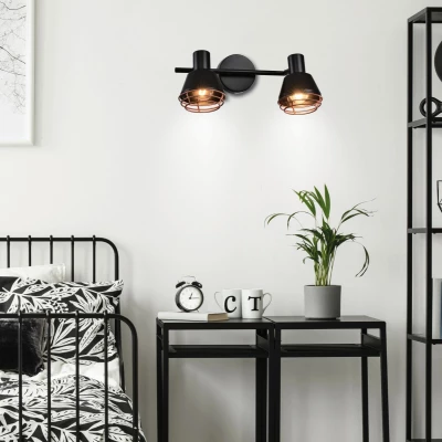 Stropní / nástěnné bodové svítidlo NERIA - 2xE14, 40W, černé / měděné