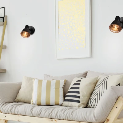 Nástěnné bodové svítidlo NERIA - 1xE14, 40W, černé / měděné