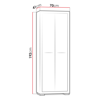 VÝPRODEJ - Dvoudvěřová šatní skříň 70 cm ITUNI - dub santana tmavý