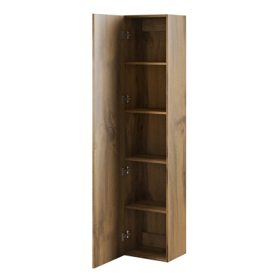 VÝPRODEJ - Vysoká závěsná skříňka ASHTON - černá / dub wotan