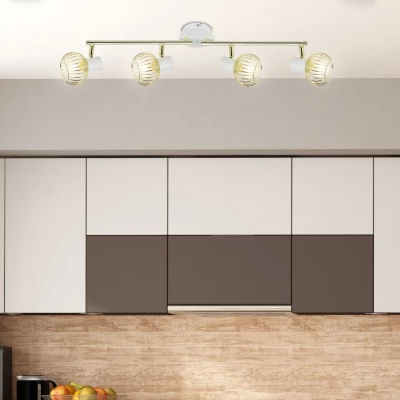 Stropní bodové osvětlení OSLO - 4xE14, 40W, bílé / zlaté